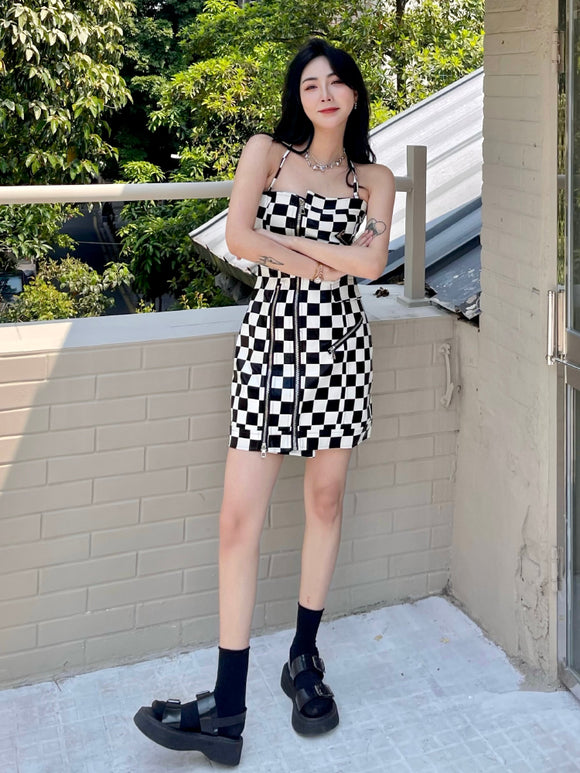 Vestido Slip con Cuello y Pliegue Ramen para Mujer