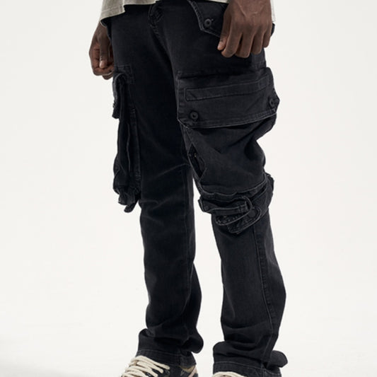 Pantalones Harem Cargo Desgastados con Múltiples Bolsillos para Hombre