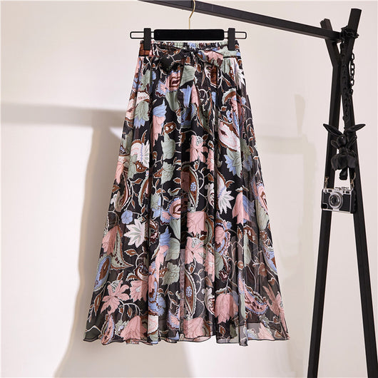 Falda Bohemia Floral de Gasa Estampada Largo Medio - Image 14