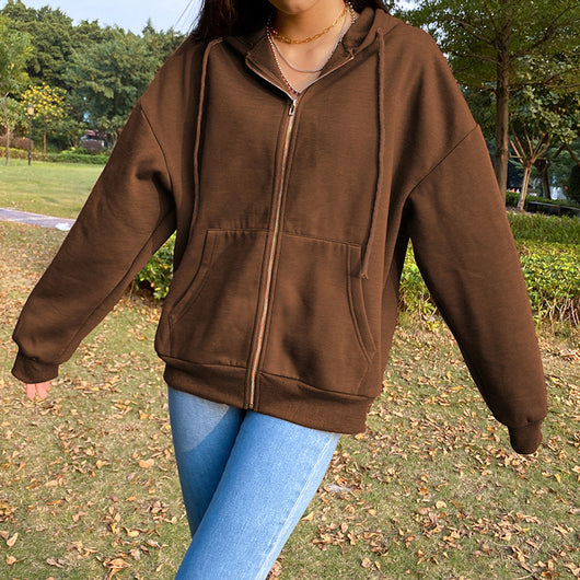 Sudadera Y2K Marrón para Mujer con Cierre - Hoodie Vintage Urbano - Image 16