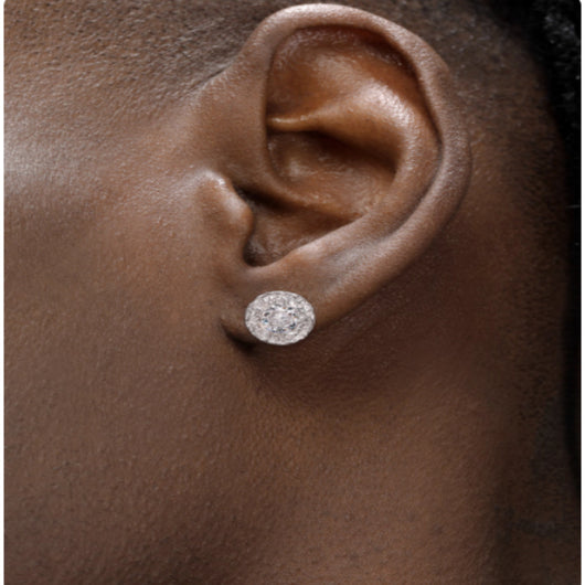 Aretes de Plata Esterlina 925 con Diamante Texturizado para Hombre - Image 4