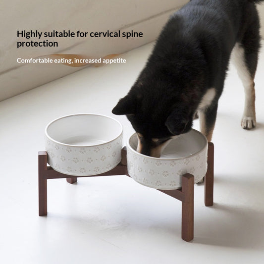 Comedero Elevado Doble para Mascotas con Cuencos de Cerámica Antiderrames - Image 2