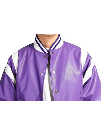 Chaqueta de Cuero Biker Colorblock con Estilo Americano - Image 10