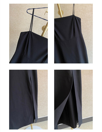 Vestido Slip Midi Ajustado Negro Elegante - Image 3