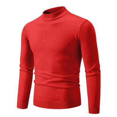Suéter Cuello Redondo Hombre Invierno Ajustado Color Sólido - Image 9
