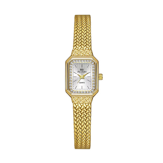 Reloj Cuadrado Dorado de Temperamento Minimalista en Trigo - Image 7