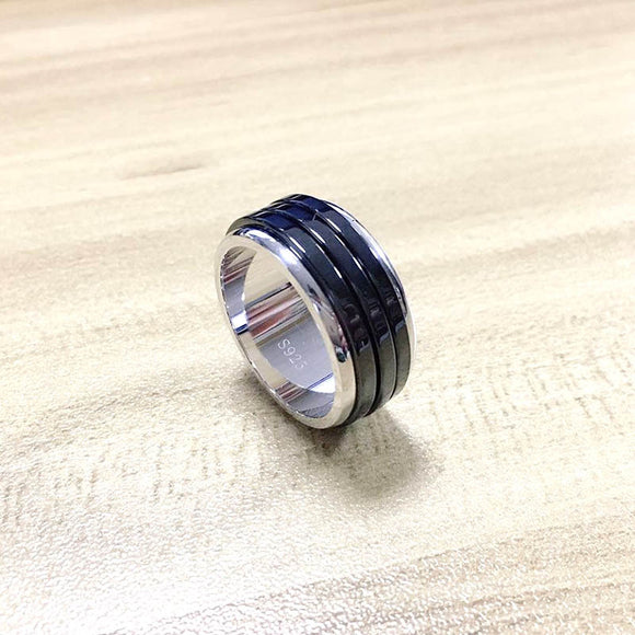 Anillo Giratorio de Plata Esterlina para Hombre - Diseño Moderno y Personalizado