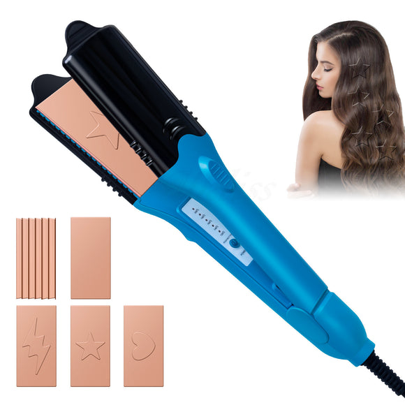 Plancha Rizadora Multifuncional 3D con Patrón Love Star - Rizador y Alisador Dual