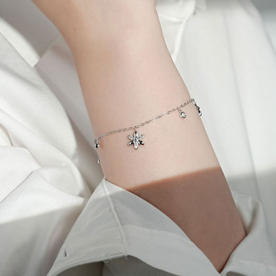 Pulsera de Plata Esterlina con Moissanita D Color y Flor Roja para Mujer - Image 8