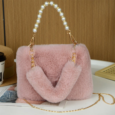 Bolso Bandolera de Peluche con Cadena de Moda - Image 12