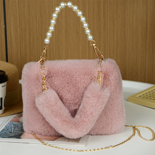 Bolso Bandolera de Peluche con Cadena de Moda - Image 12