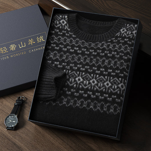 Suéter de Cachemira Jacquard para Hombre - Tejido Grueso y Cálido - Image 8