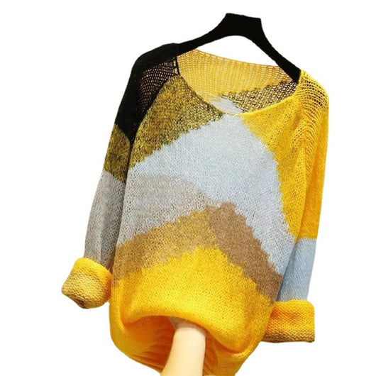 Suéter Holgado de Manga Larga para Mujer con Cuello Hueco - Image 6