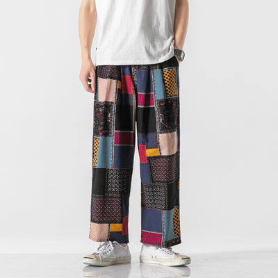 Pantalones Étnicos de Algodón Retorcido para Hombre - Corte Recto Holgado Talla Grande - Image 11