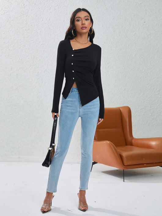 Blusa con Botones Asimétricos de Diseño Sofisticado - Image 9