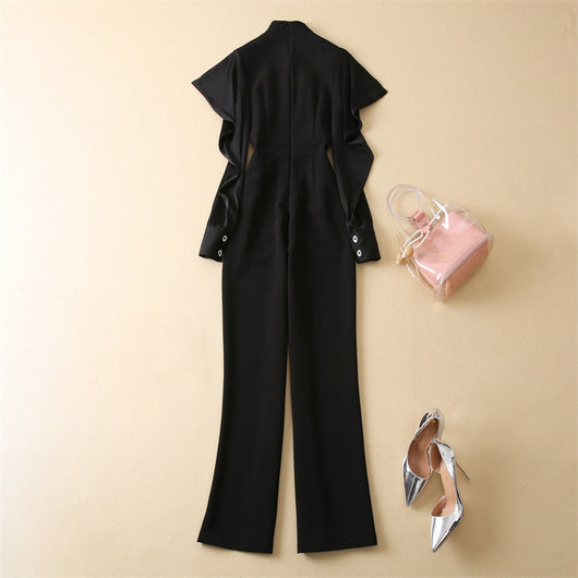 Jumpsuit Ejecutivo de Manga Larga con Cintura Ajustada Negro - Image 19
