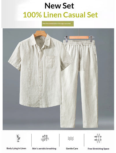 Camisa de Lino Manga Corta para Hombre - Traje Ejecutivo - Image 15