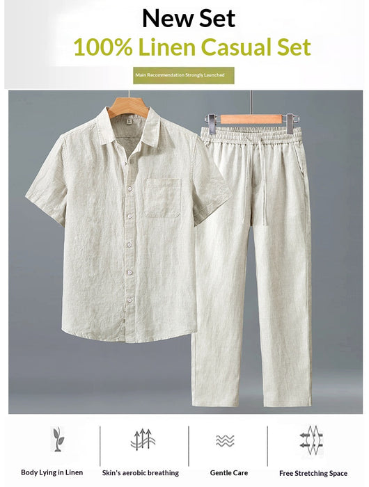 Camisa de Lino Manga Corta para Hombre - Traje Ejecutivo - Image 15