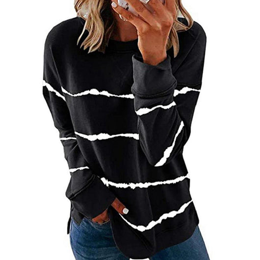 Sudadera Suelta de Cuello Redondo con Rayas Tie Dye para Mujer - Image 14