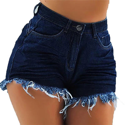 Shorts de Mezclilla Rotos con Flecos Sexys de Cintura Media - Image 5