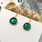Color Stone Crystal Triangle Eight Color Stone Earrings Copper Micro Inlay Verde