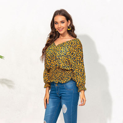 Blusa Manga Larga Escote Profundo con Detalle Floral en Cintura - Image 9