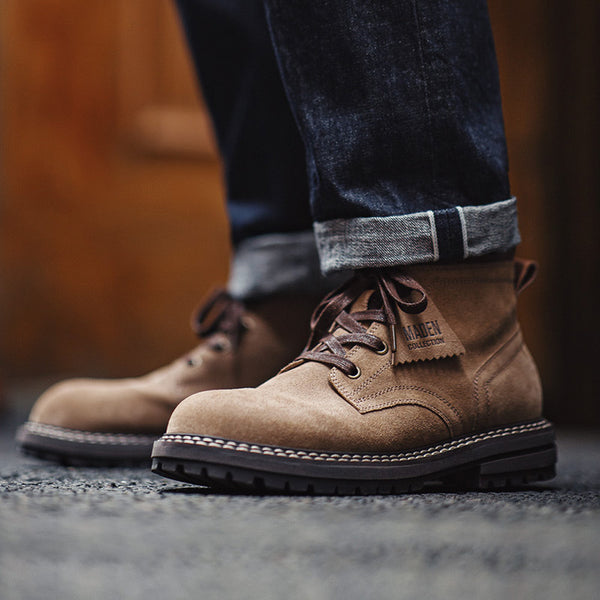 Bota Retro Americana para Hombre - Caña Media en Cuero