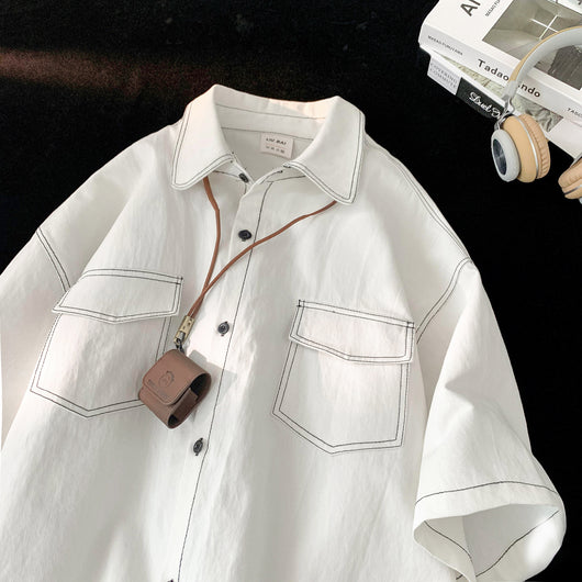 Camisa Retro de Manga Corta para Hombre - Estilo Casual - Image 2