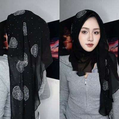 Pashmina Brillante con Cristales de Diamante Rosa