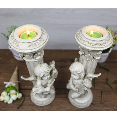 Set de 2 Candelabros Retro Ángel Cupido en Mármol - Image 13