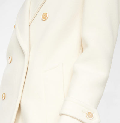 Abrigo Elegante Doble Botonadura Blanco Largo para Mujer - Image 11
