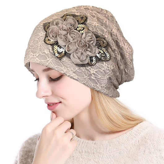 Gorro Tejido Floral Calado Ligero - Image 9