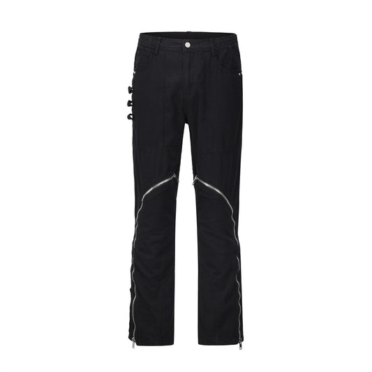 Jeans Rectos con Diseño de Patchwork