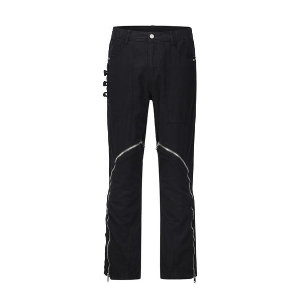 Jeans Rectos con Diseño de Patchwork