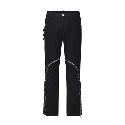 Jeans Rectos con Diseño de Patchwork
