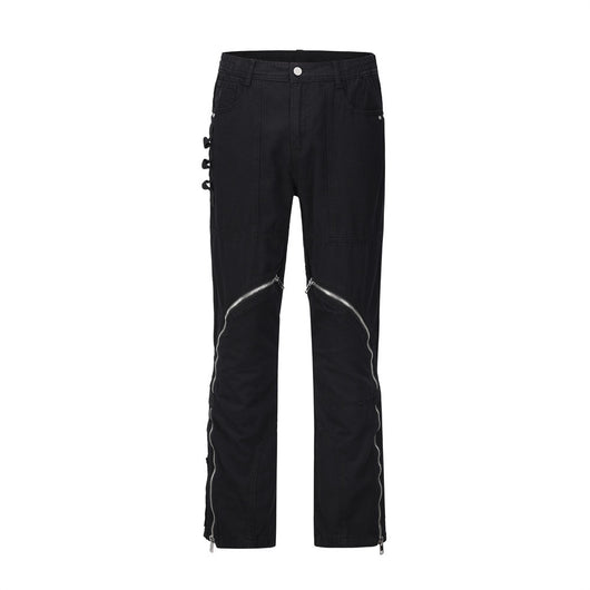 Jeans Rectos con Diseño de Patchwork
