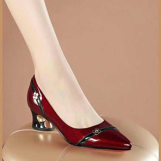 Zapatos de Tacón Medio Puntiagudo con Combinación de Colores para Mujer - Image 17