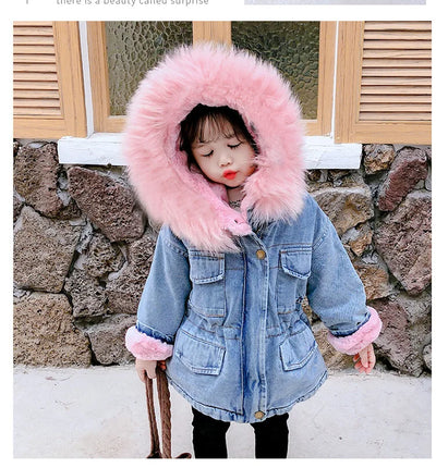 Chaqueta de Niña Denim con Forro de Terciopelo para Otoño e Invierno - Image 18