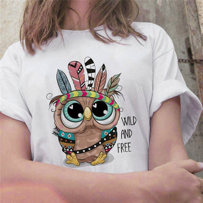 Playera Corta para Mujer con Estampado Artesanal de Búho - Image 9