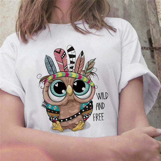Playera Corta para Mujer con Estampado Artesanal de Búho - Image 9