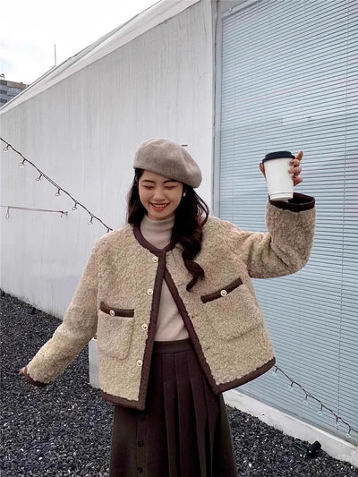 Abrigo de Lana Cordero Suelto para Mujer - Otoño e Invierno - Image 11