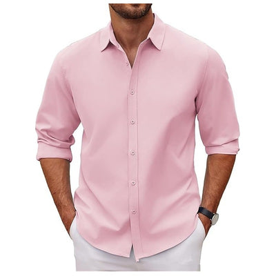 Camisa Clásica de Manga Larga para Hombre en Color Sólido - Image 9
