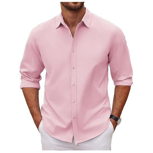 Camisa Clásica de Manga Larga para Hombre en Color Sólido - Image 9