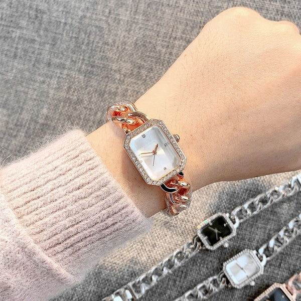 Reloj de Mujer Rectangular de Lujo Estilo Clásico con Movimiento de Cuarzo