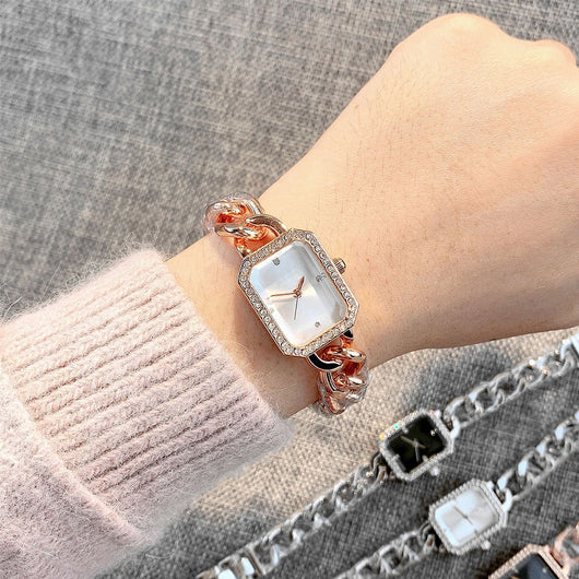 Reloj de Mujer Rectangular de Lujo Estilo Clásico con Movimiento de Cuarzo
