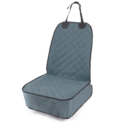 Brown quilted Oxford cloth pet car seat cover with black trim and adjustable straps, designed for vehicle co-pilot seats. - Image 5