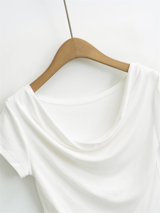 Blusa Tejida de Cuello Solapa Estilo Europeo Manga Corta - Image 14