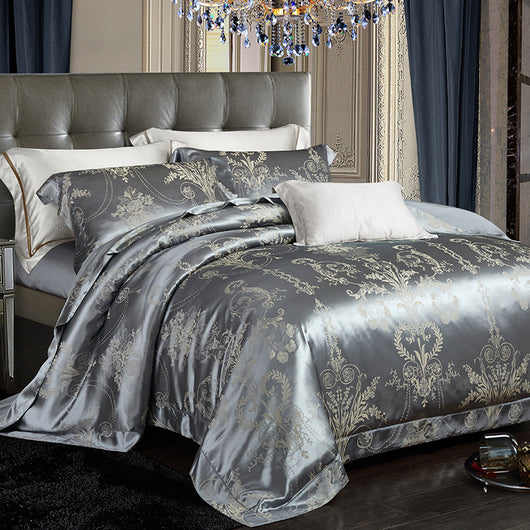 Juego de Cama Jacquard Seda Tencel de Cuatro Piezas - Image 11