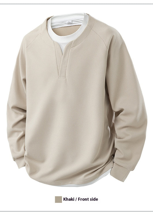 Suéter Waffle V-Cuello Bicolor Casual Versátil para Mujer - Image 21
