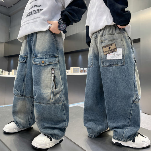 Pantalones Cargo Sueltos para Niños - Jeans Versátiles y Cómodos